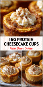 Creamy protein pumpkin cheesecake cups topped with cinnamon, showing a high protein pumpkin dessert ideal for fall baking.